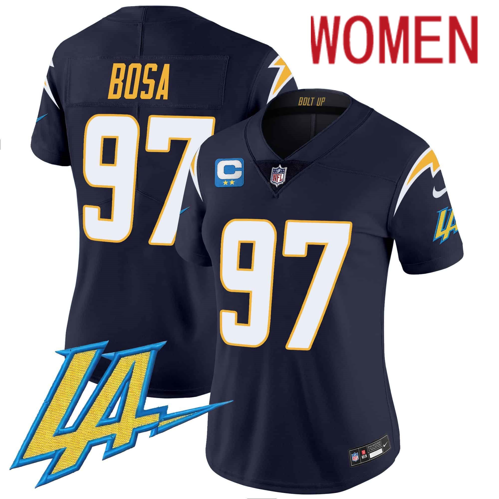 Women Los Angeles Chargers 97 Bosa Drak Blue 2024 Nike Vapor Limited NFL Jersey